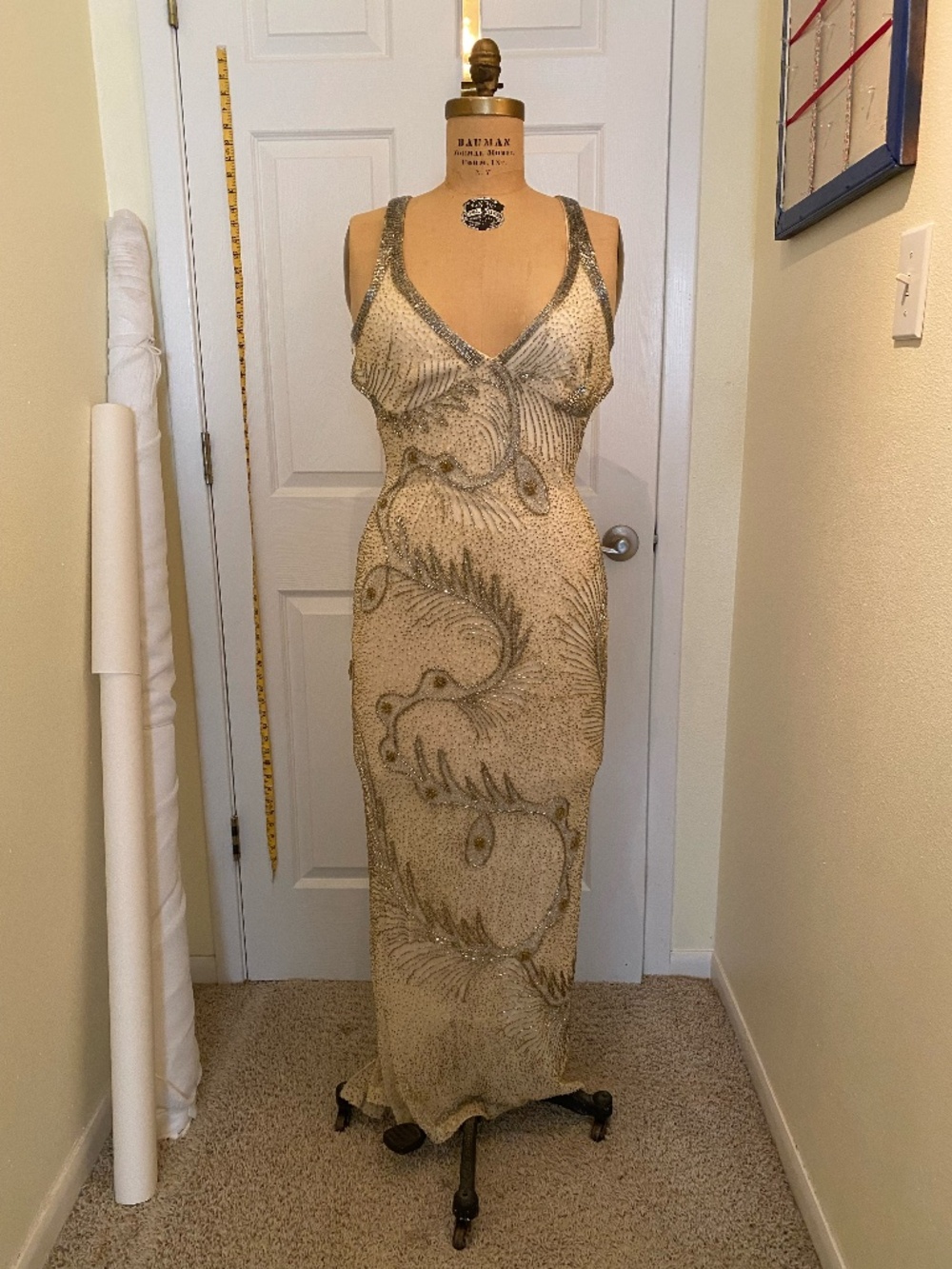 Gold and Cream Beaded Formal